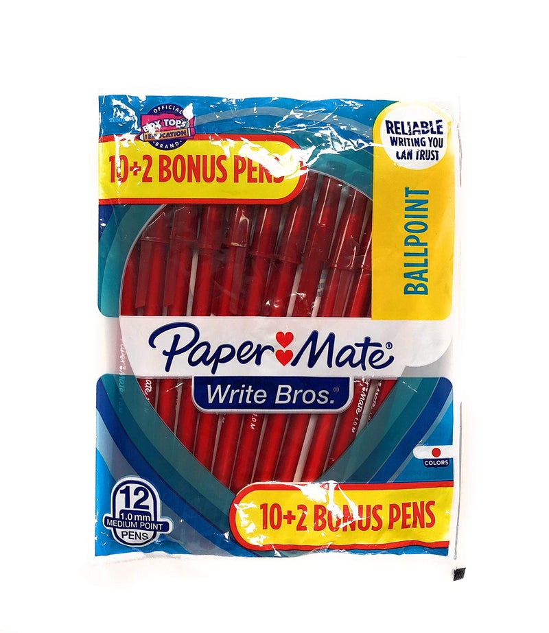Paper Mate Write Bros. Ballpoint Pen 1.0 mm Medium 12-Pack (Red) - Image 2